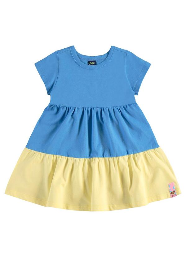 Vista 2 Vestido Infantil em Meia Malha Azul Bee Loop Bee Loop