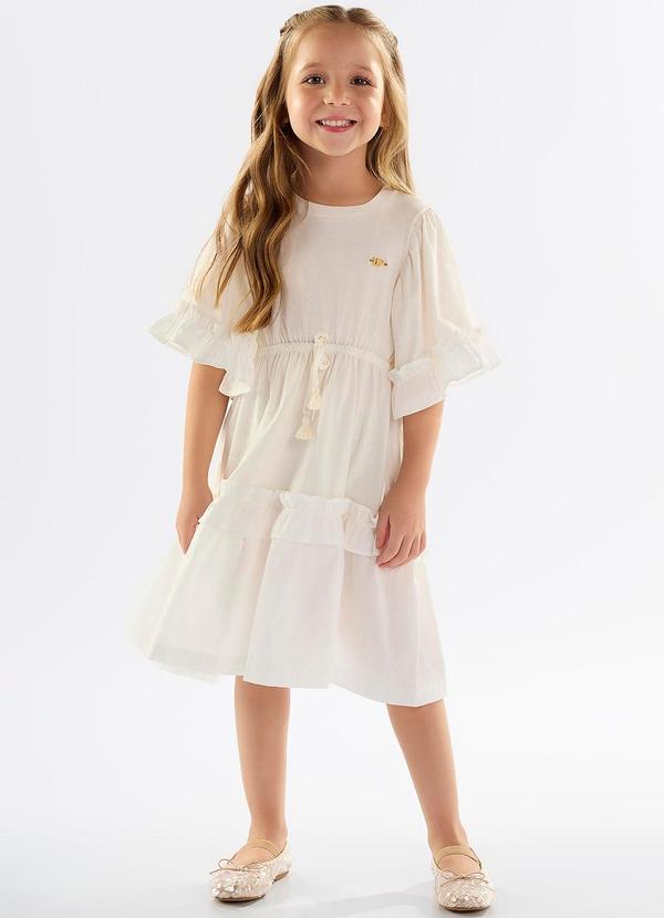 Vista 2 Vestido Infantil em Meia Malha Bege Up Baby Up Baby