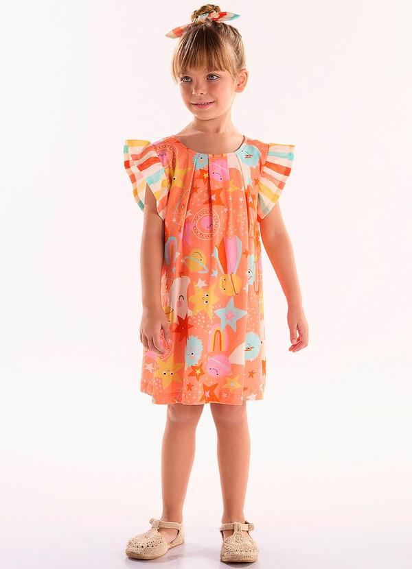 Vestido Infantil em Meia Malha Laranja