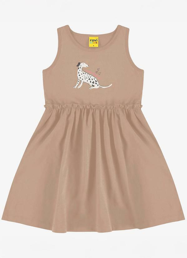Vista 2 Vestido Infantil em Meia Malha Marrom Rovi Kids Rovi Kids