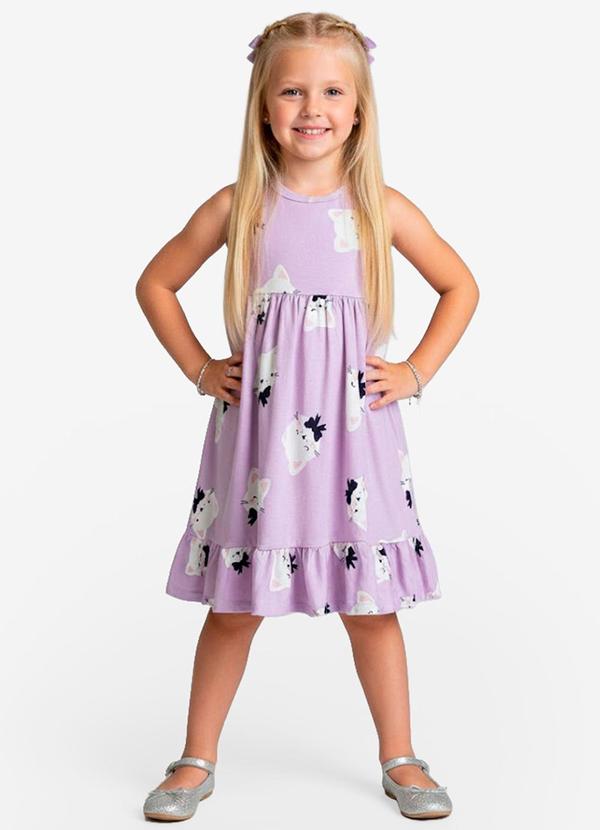 Vestido Infantil em Meia Malha Penteada Roxo