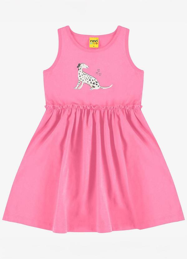 Vista 2 Vestido Infantil em Meia Malha Rosa Rovi Kids Rovi Kids