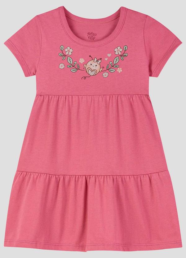 Vestido Infantil em Meia Malha Rosa