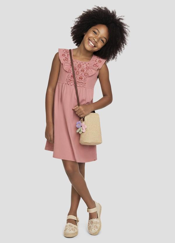 Vestido Infantil em Meia Malha Rosa