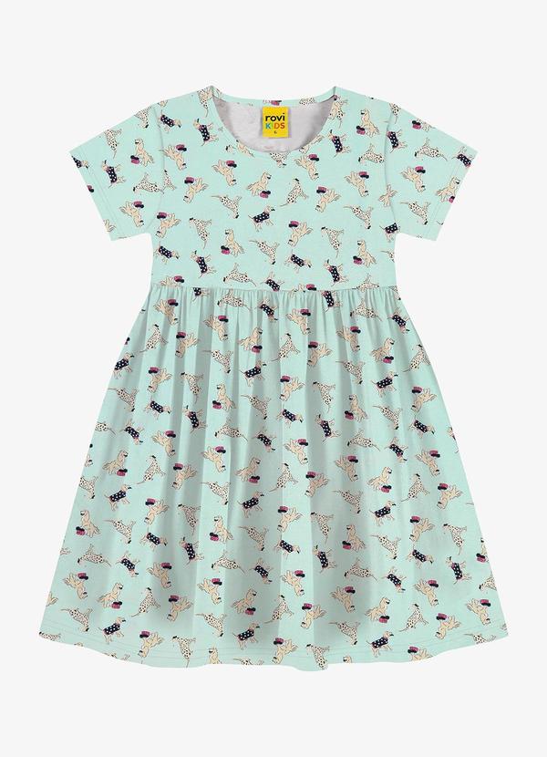 Vista 2 Vestido Infantil em Meia Malha Verde Três e Já Três e Já