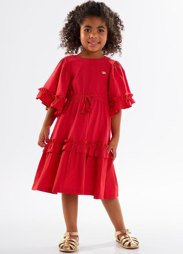 Vista 2 Vestido Infantil em Meia Malha Vermelho Up Baby Up Baby