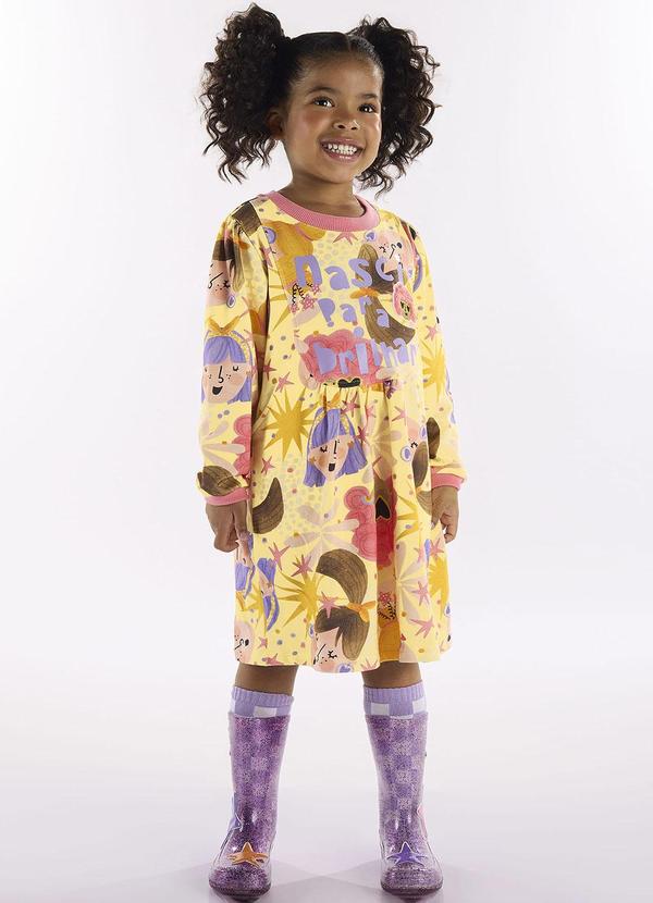 Vestido Infantil em Molecotton Amarelo