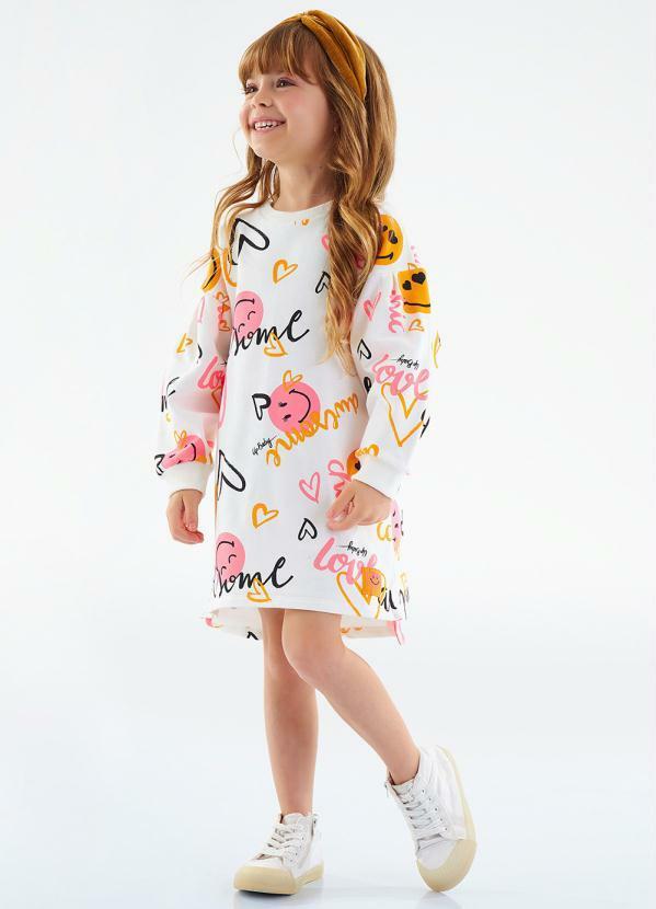 Vista 2 Vestido Infantil em Molecotton Bege Gloss Gloss