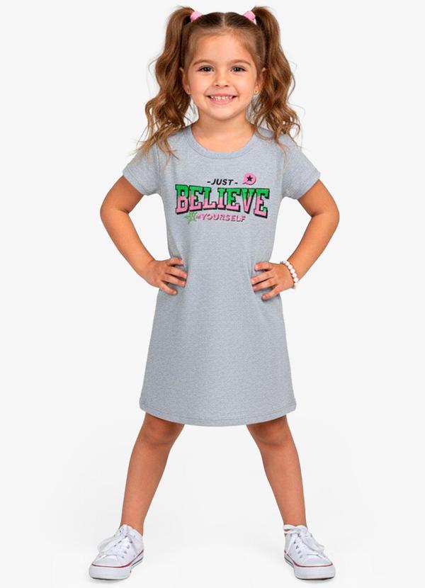 Vestido Infantil em Molecotton Cinza
