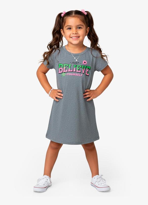 Vista 2 Vestido Infantil em Molecotton Cinza Select Select