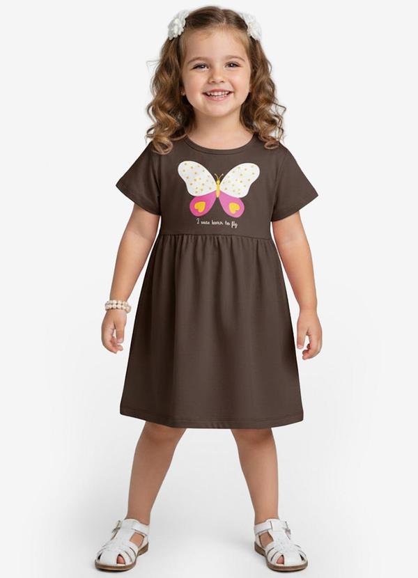Vista 2 Vestido Infantil em Molecotton Marrom Select Select