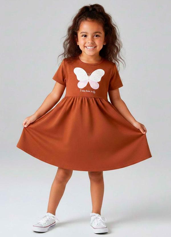 Vestido Infantil em Molecotton Marrom