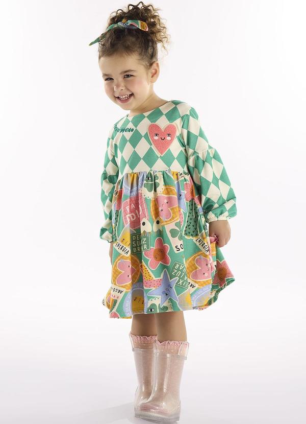 Vestido Infantil em Molecotton Verde