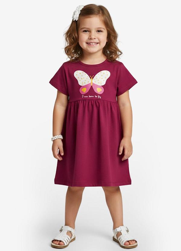 Vista 2 Vestido Infantil em Molecotton Vermelho Select Select