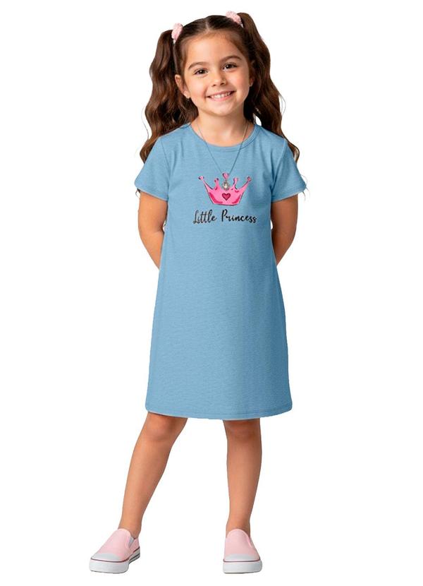 Vista 2 Vestido Infantil em Moletinho Maquenetado Azul Select Select