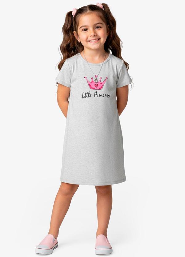 Vista 2 Vestido Infantil em Moletinho Maquenetado Bege Select Select