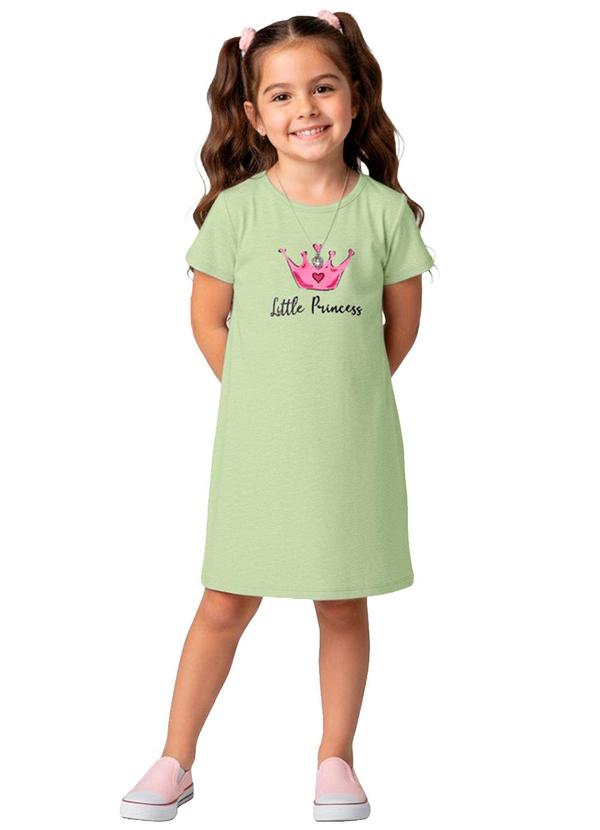 Vista 2 Vestido Infantil em Moletinho Maquenetado Verde Select Select