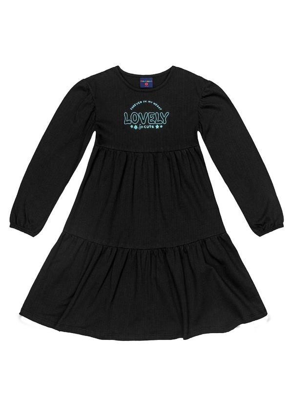 Vista 2 Vestido Infantil em Moletinho Preto GULOSEIMA GULOSEIMA