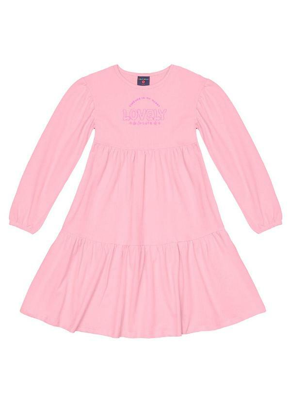 Vista 2 Vestido Infantil em Moletinho Rosa GULOSEIMA GULOSEIMA