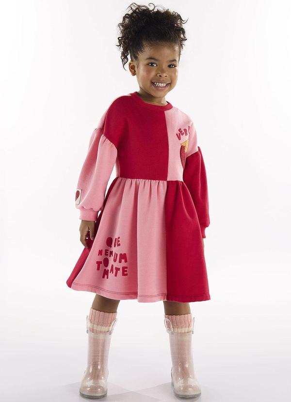 Vestido Infantil em Moletom Vermelho