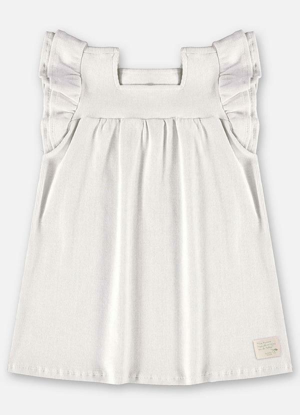 Vestido Infantil em Ribana Canelada Bege