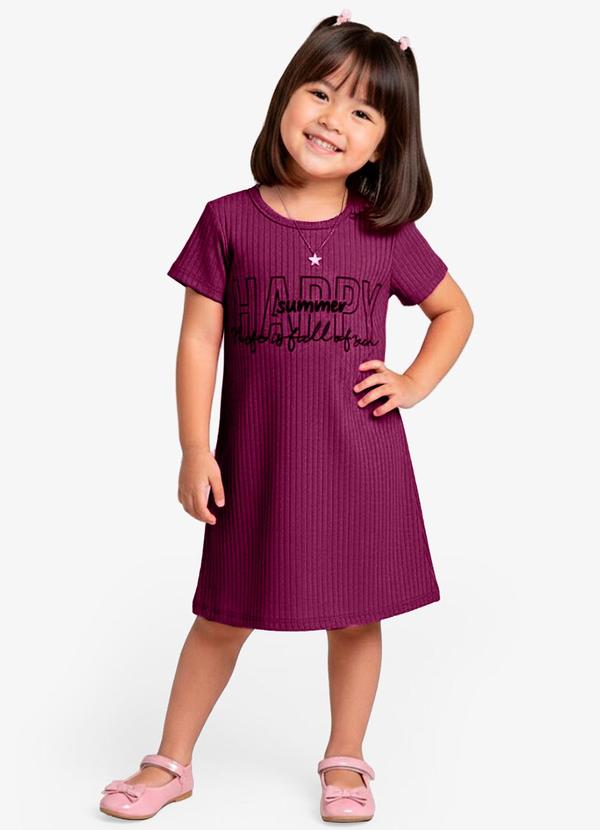 Vista 2 Vestido Infantil em Ribana Canelada Bordô Select Select