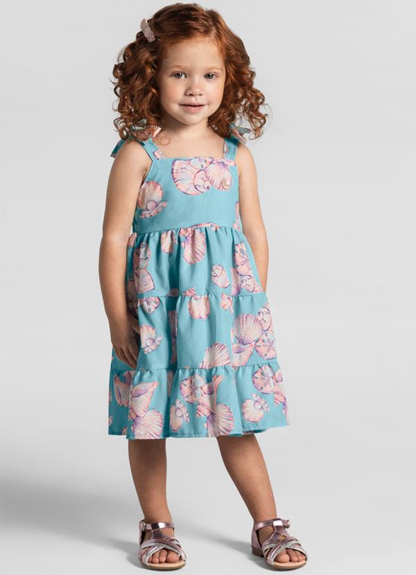 Vista 2 Vestido Infantil em Tecido Comfort Azul Brandili Mundi Brandili Mundi
