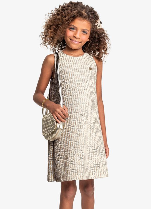 Vista 2 Vestido Infantil em Tricot Bege Trick Nick Trick Nick