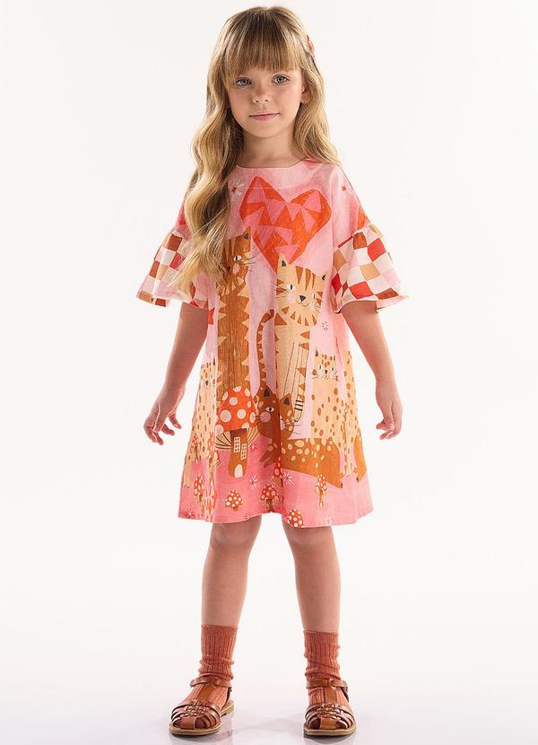 Vestido Infantil em Viscolinho Bege