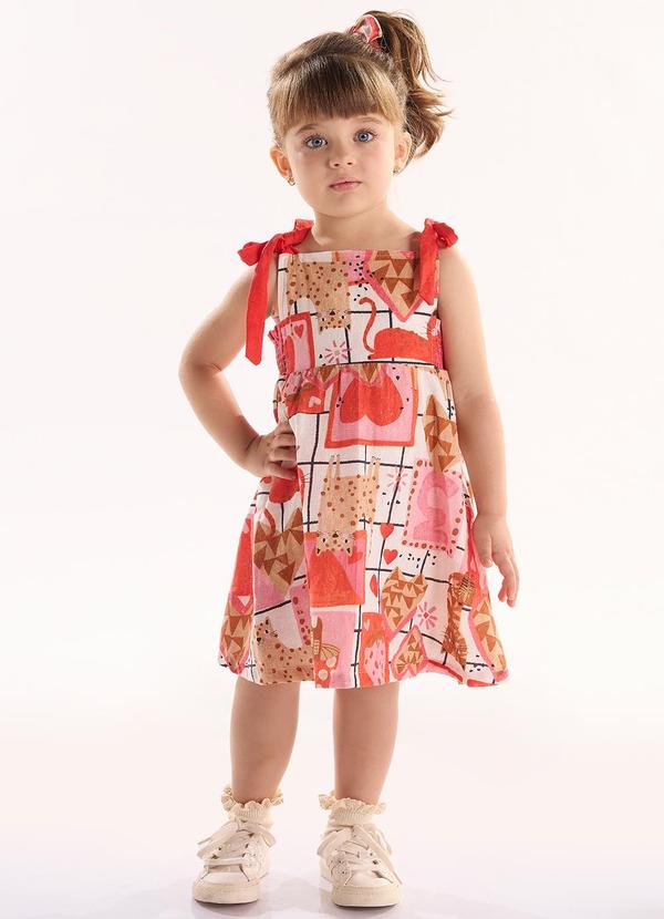 Vestido Infantil em Viscolinho Bege