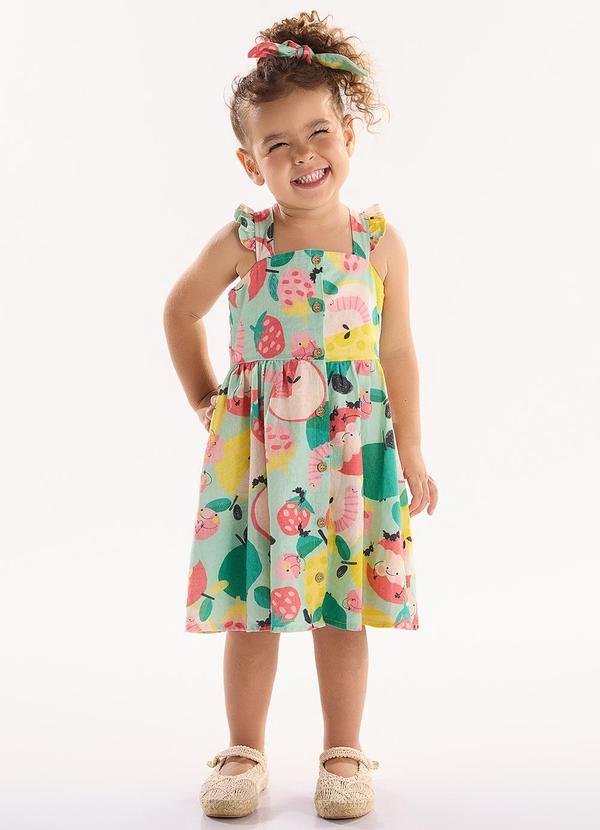 Vestido Infantil em Viscolinho Verde