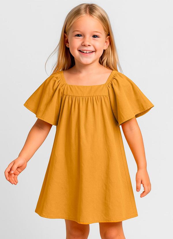 Vestido Infantil em Viscose Amarelo