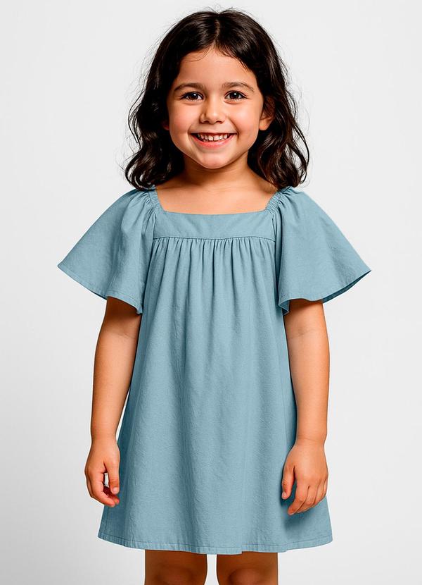 Vestido Infantil em Viscose Azul