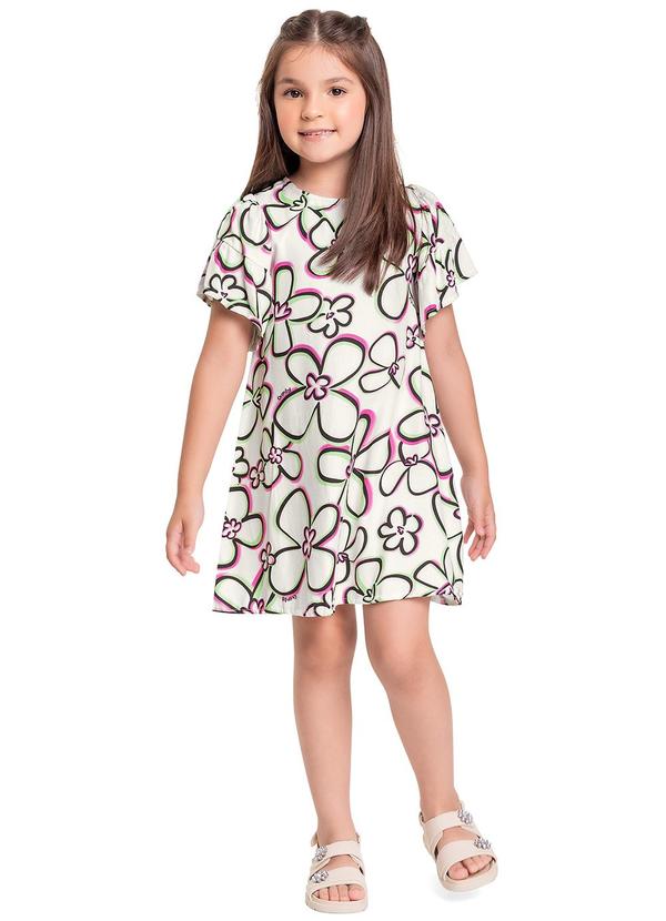 Vista 2 Vestido Infantil em Viscose Bege Quimby Quimby