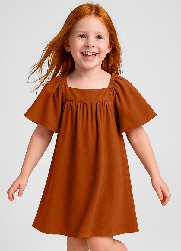 Vista 2 Vestido Infantil em Viscose Marrom INFINITA COR INFINITA COR