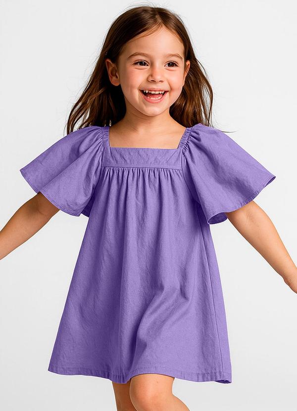 Vestido Infantil em Viscose Roxo