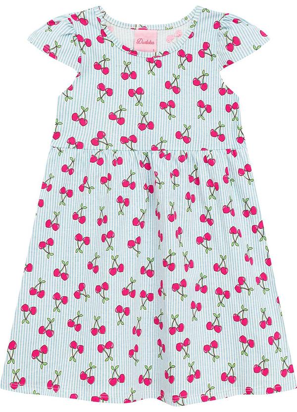 Vestido Infantil Estampa Rotativa Cereja Rosa