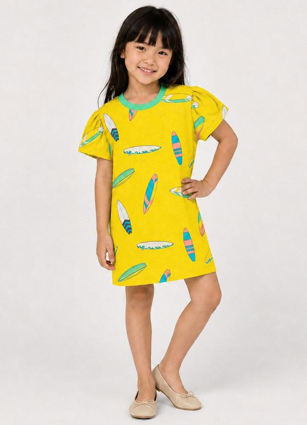 Vestido Infantil Estampado Amarelo