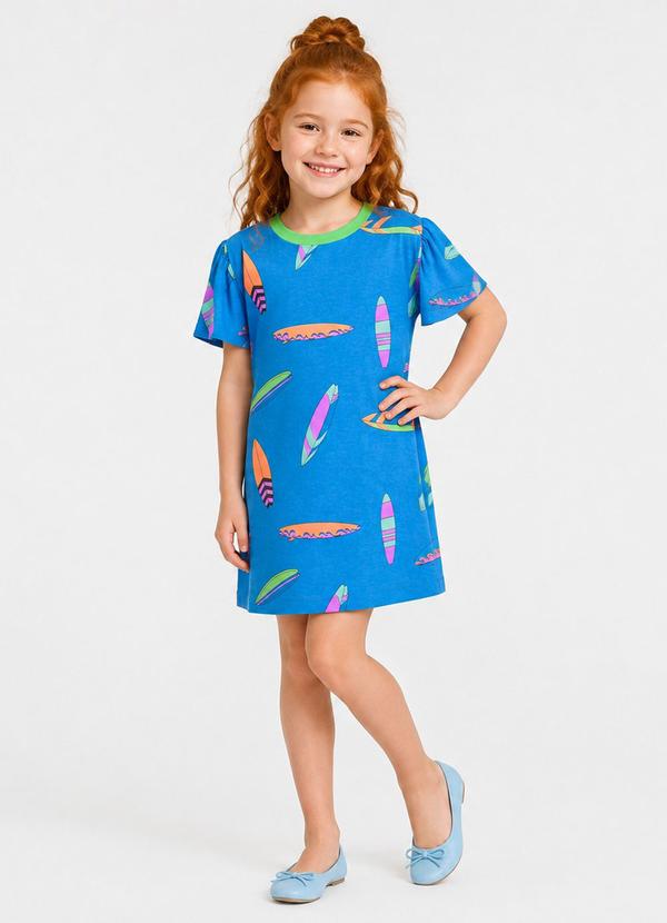 Vestido Infantil Estampado Azul