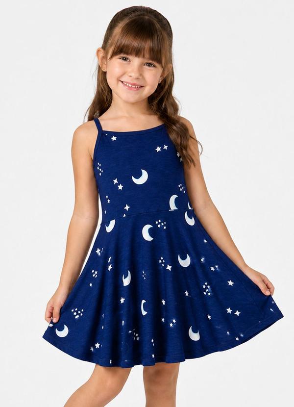 Vestido Infantil Estampado Azul