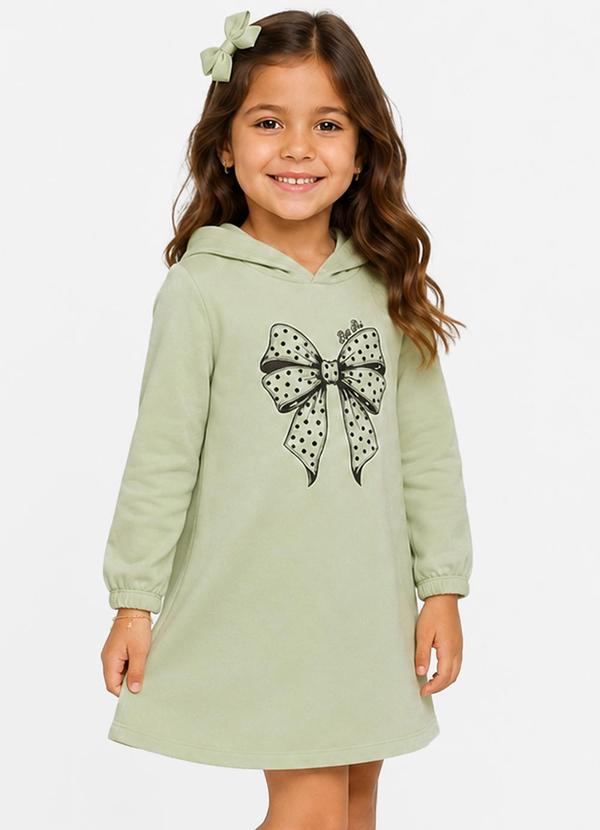 Vestido Infantil Estampado em Moletom Verde