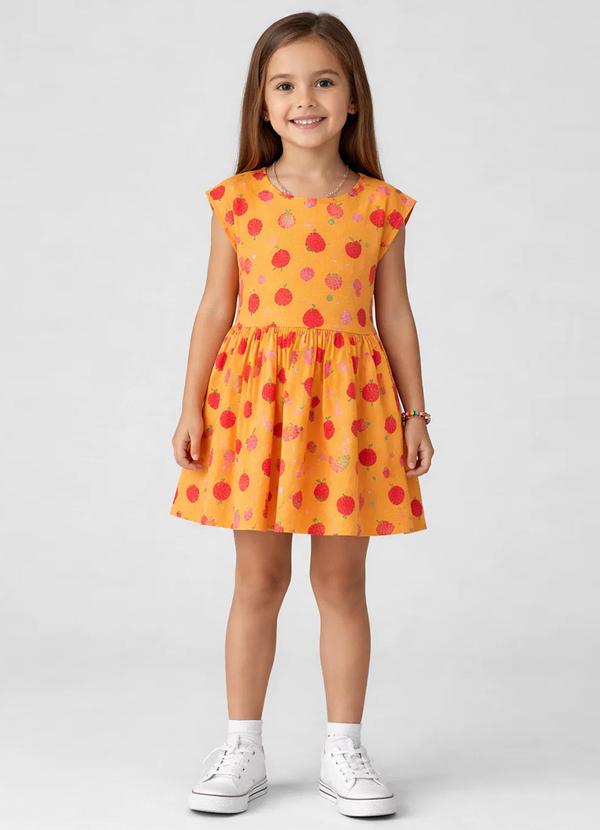 Vestido Infantil Estampado Laranja