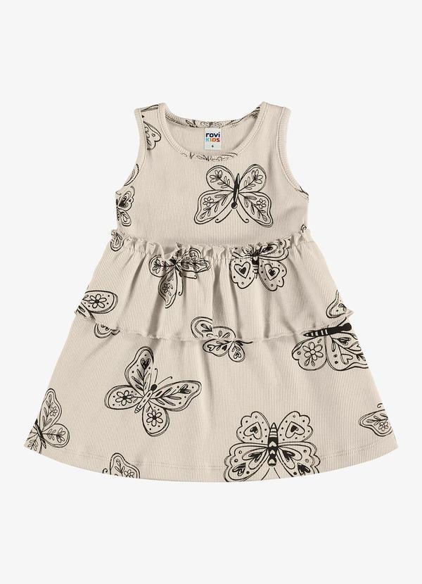 Vestido Infantil Estampado Ribana Bege