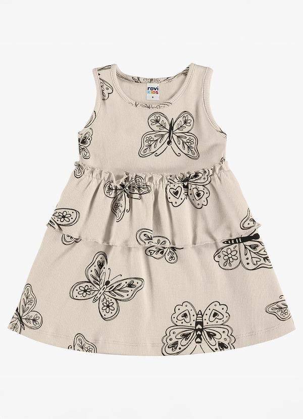 Vestido Infantil Estampado Ribana Bege