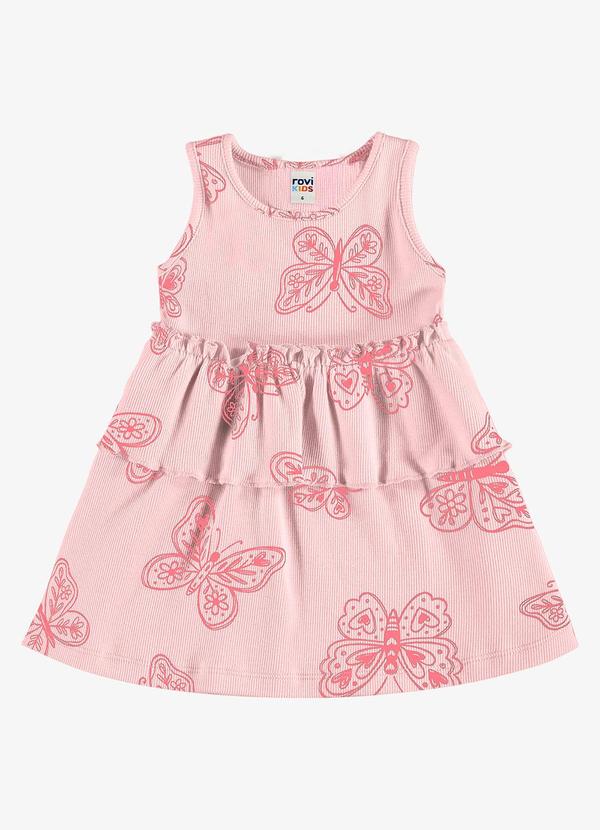 Vestido Infantil Estampado Ribana Rosa