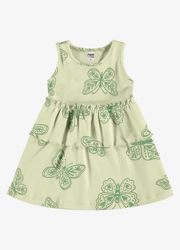 Vestido Infantil Estampado Ribana Verde