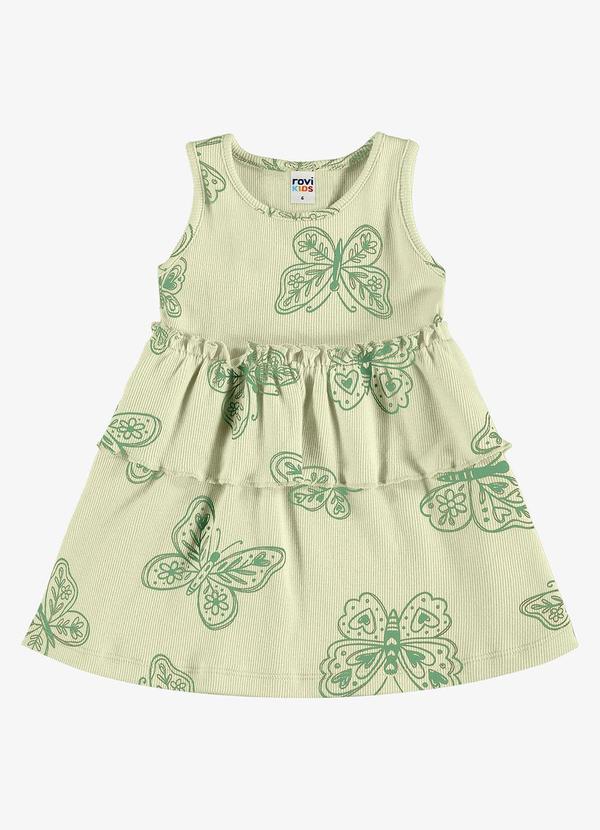 Vestido Infantil Estampado Ribana Verde