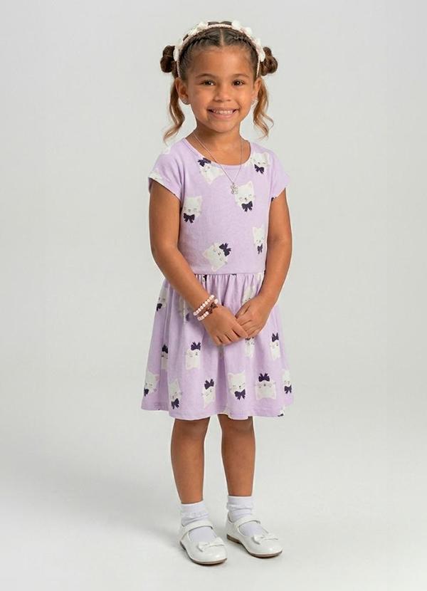 Vestido Infantil Estampado Roxo