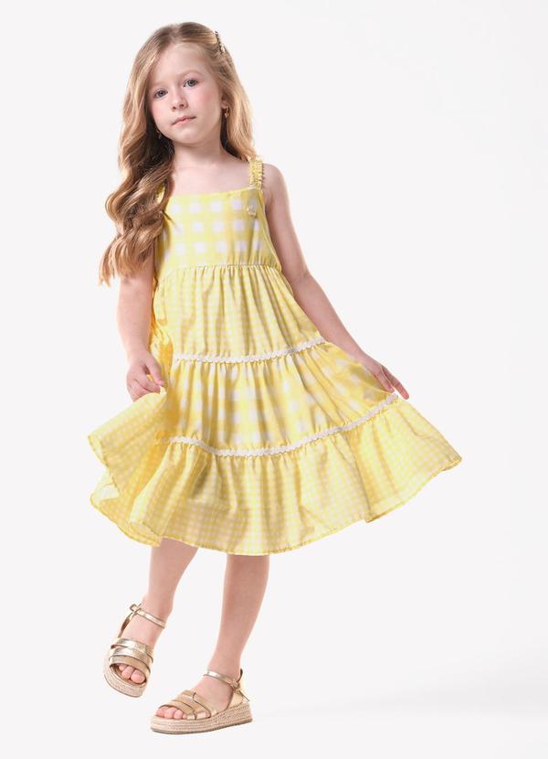 Vestido Infantil Feminino Chiffon Amarelo
