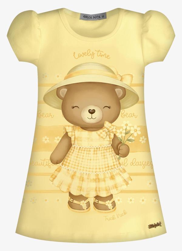 Vestido Infantil Feminino com Estampa Amarelo